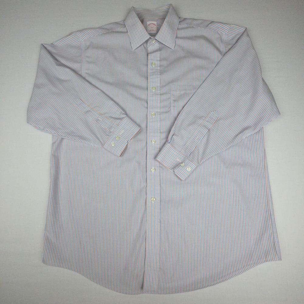 Brooks Brothers 346 Non-Iron Striped Button Down Shirt Mens 17-2/3 Cotton